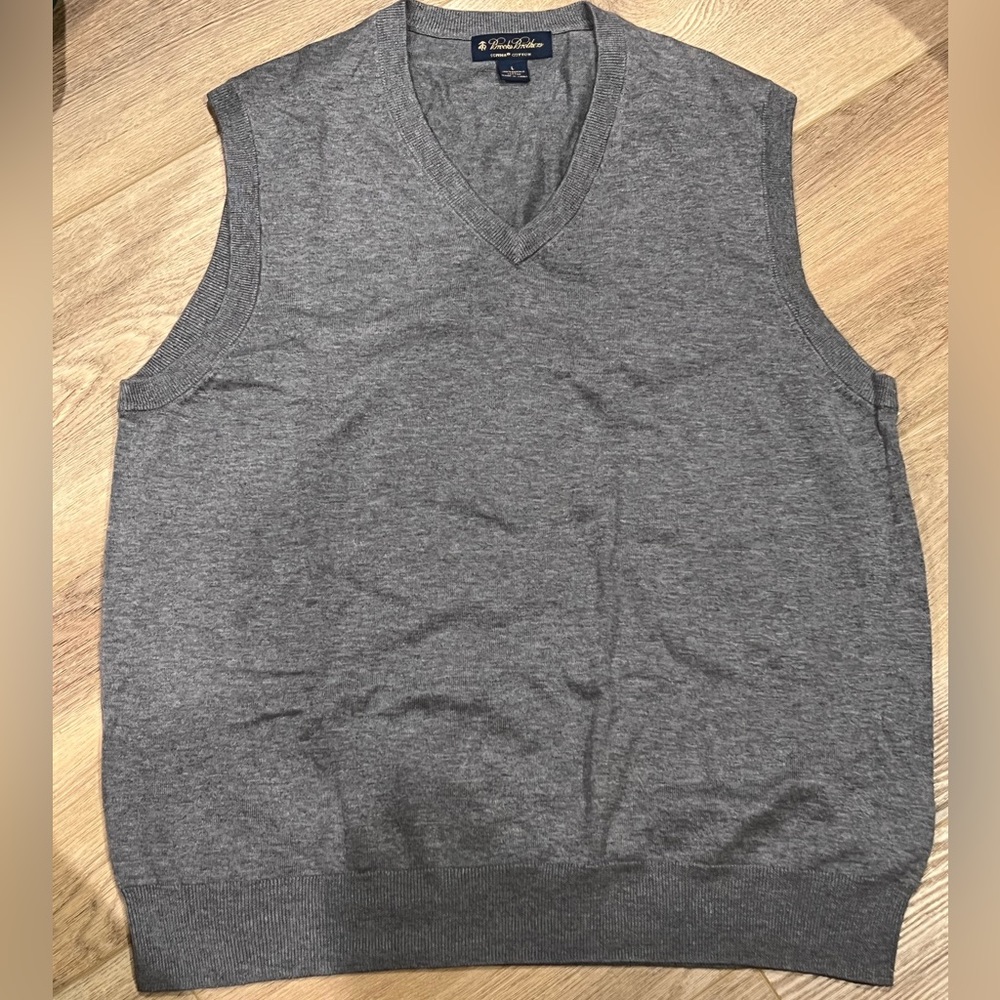 Brooks Brothers Grey Supima Cotton Sweater Vest Size Large like new